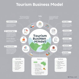 A professional and comprehensive illustration of a Tourism Business Model