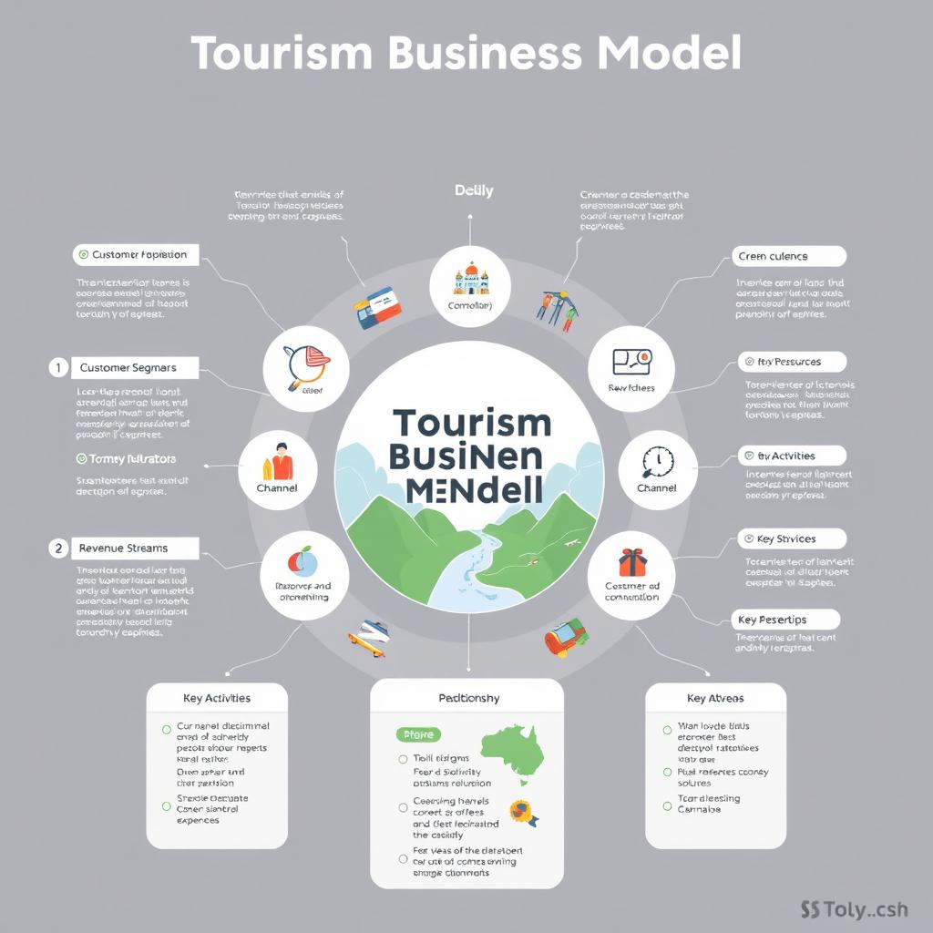 A professional and comprehensive illustration of a Tourism Business Model