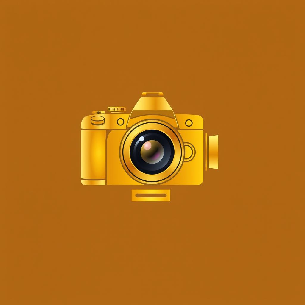 A luxurious and stylish logo for a camera brand featuring a gimbal, rendered in a striking golden color