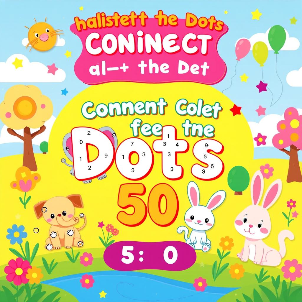 A vibrant and colorful children's book cover featuring a playful connect-the-dots illustration style