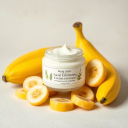 A stylish cosmetic jar of facial exfoliating cream, elegantly designed with a smooth, matte finish
