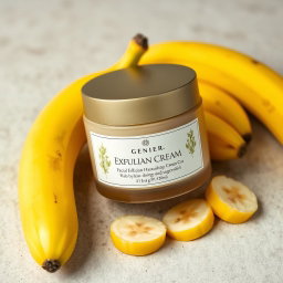 A stylish cosmetic jar of facial exfoliating cream, elegantly designed with a smooth, matte finish
