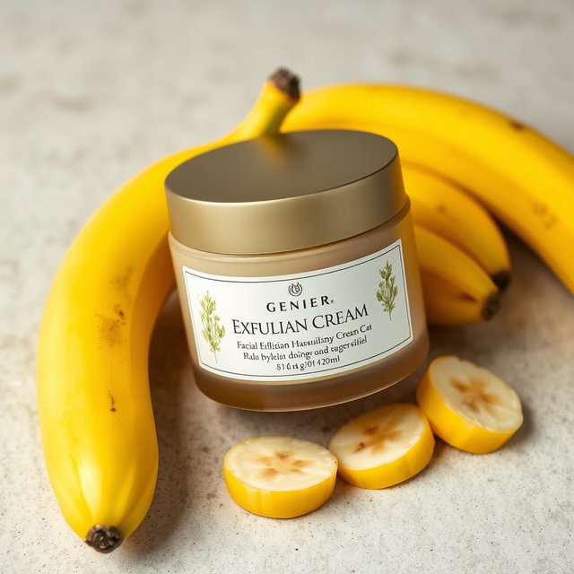 A stylish cosmetic jar of facial exfoliating cream, elegantly designed with a smooth, matte finish