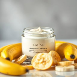 A visually appealing cosmetic facial mask cream jar designed elegantly, featuring a shiny, modern lid