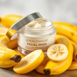 A visually appealing cosmetic facial mask cream jar designed elegantly, featuring a shiny, modern lid