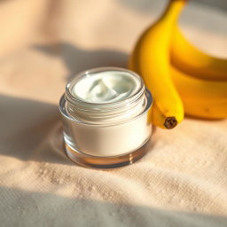 A beautiful cosmetic facial moisturizing cream jar with a glossy, elegant design, placed on a soft, textured background
