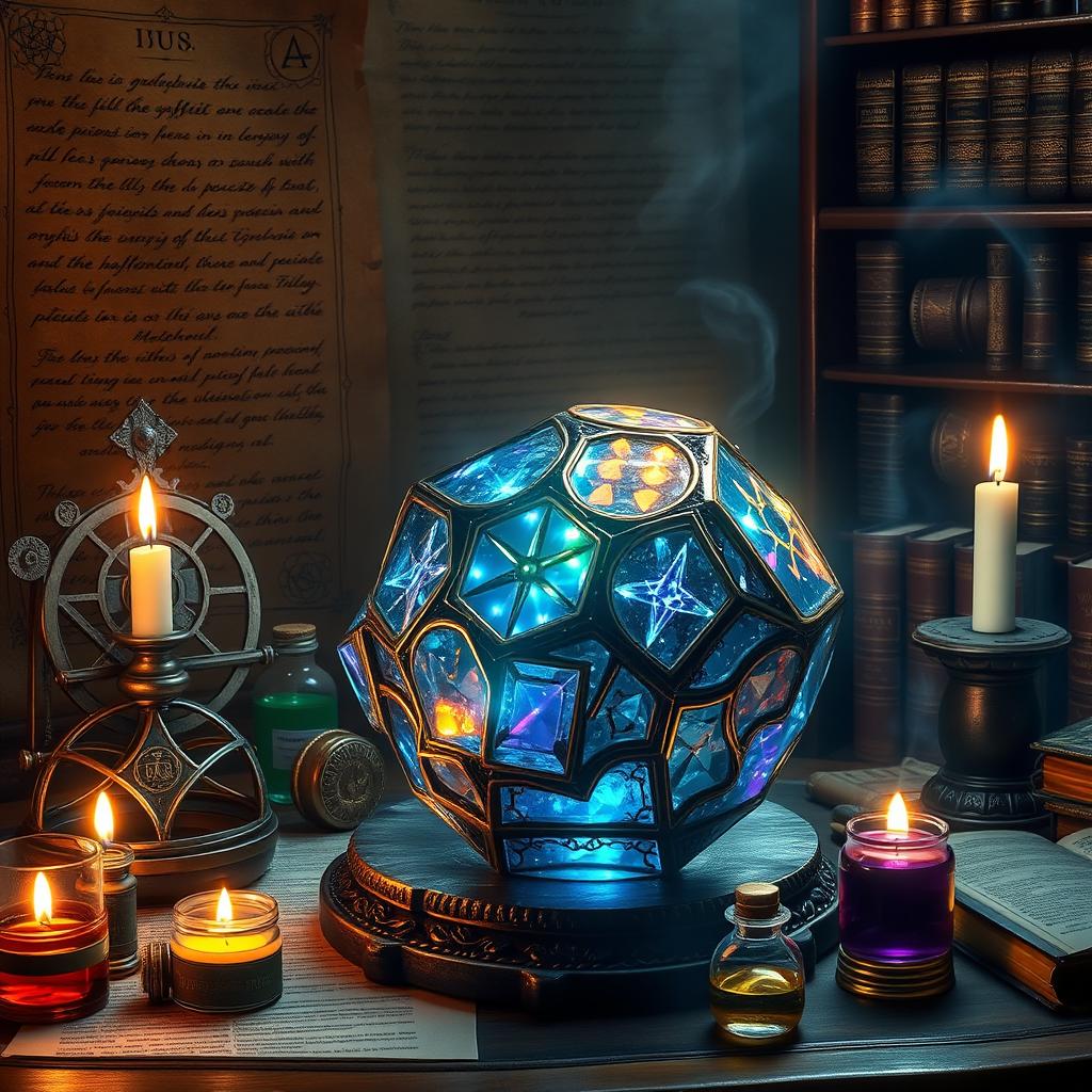 A beautifully ornate Philosopher's Stone, glistening with magical energy, set against a backdrop of ancient alchemical texts and symbols