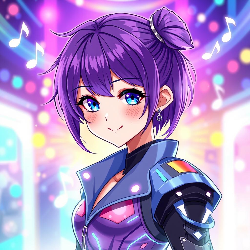 A vibrant digital art piece featuring an anime-style character who embodies a charismatic and captivating idol from a K-pop group