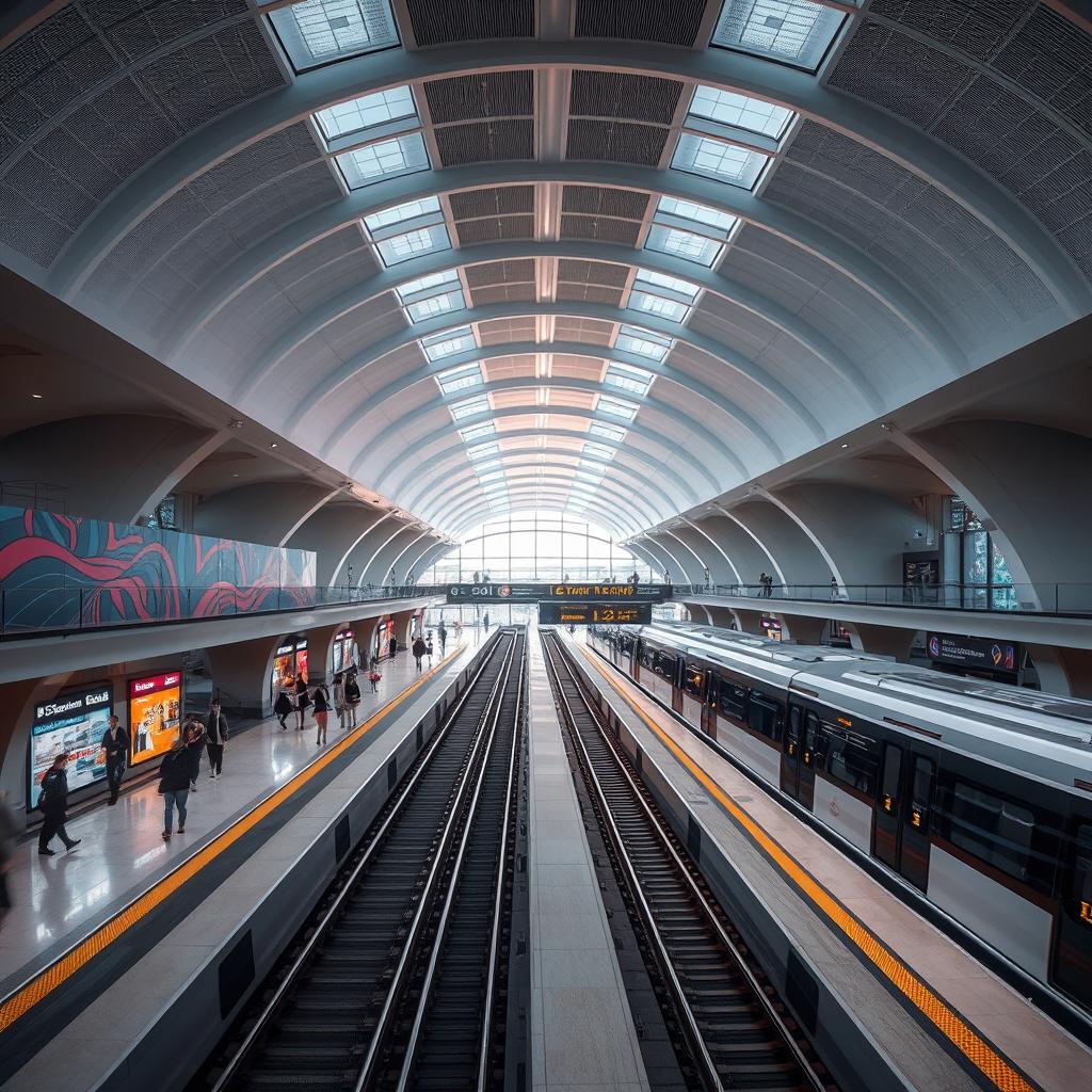 A beautifully designed, modern metro station interior showcasing one of the best metro systems in the world