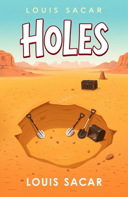 A creative and eye-catching book cover design for 'Holes' by Louis Sachar