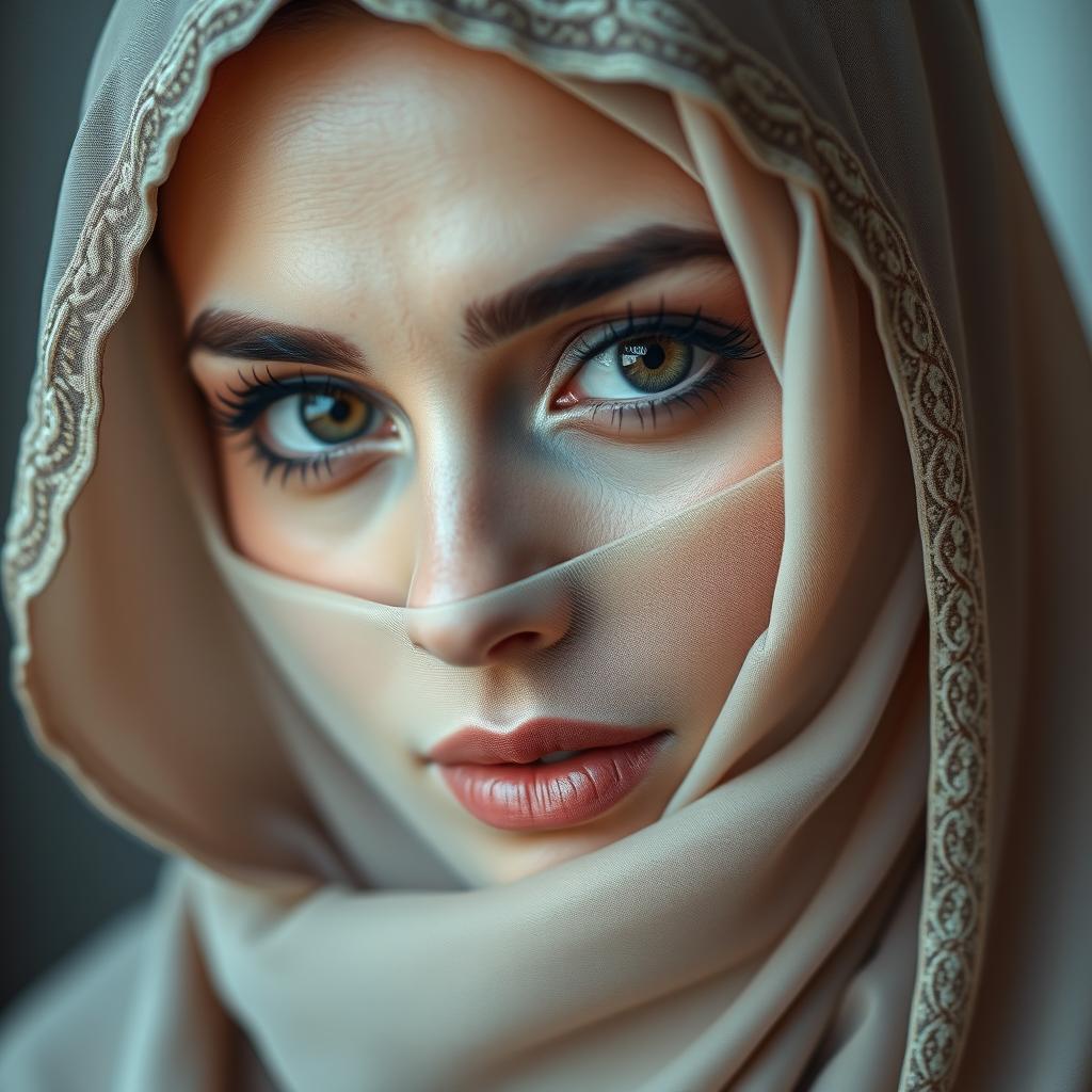 A beautiful woman wearing a niqab, with only her mesmerizing eyes visible