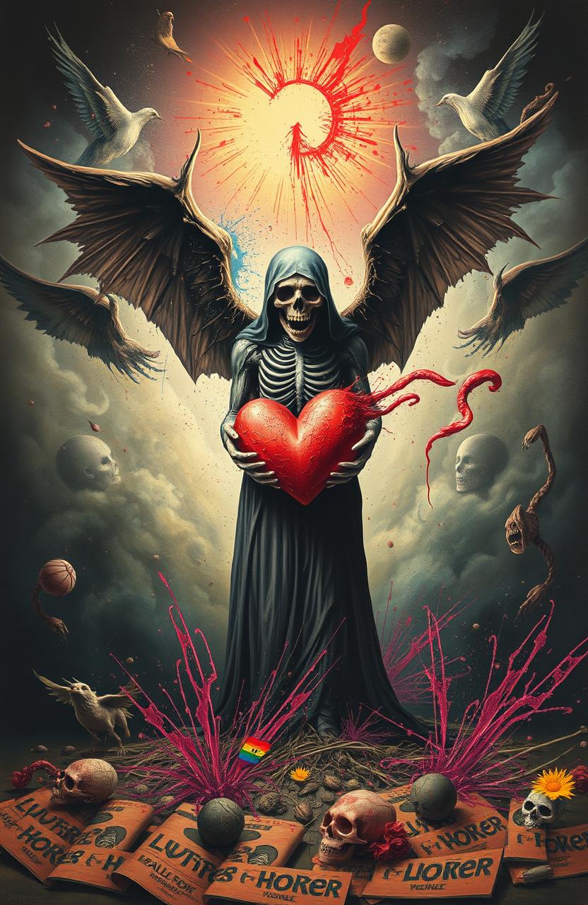 A surreal and expressive artwork depicting the themes of freedom and desire intertwined with love and enslavement