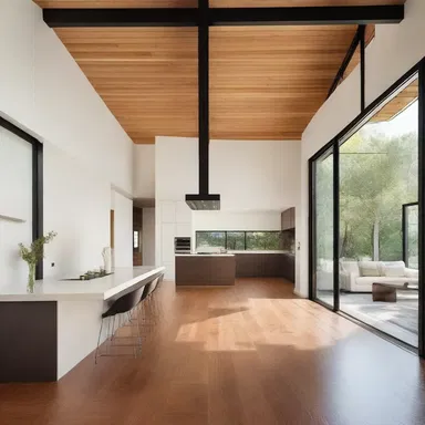 The spacious and open floor plan of the modern house allowed for easy ambulation between rooms.