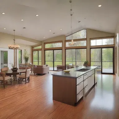 The spacious and open floor plan of the modern house allowed for easy ambulation between rooms.