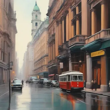 The artist's depiction of city streets captured the essence of urban ambulation in a mesmerizing way.