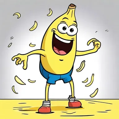 The cartoon character comically ambulated while slipping on a banana peel, drawing laughter from the audience.