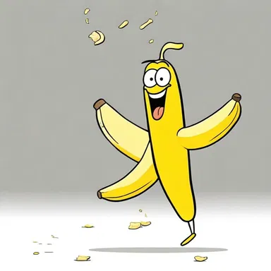 The cartoon character comically ambulated while slipping on a banana peel, drawing laughter from the audience.