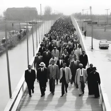 During the American Civil Rights Movement, peaceful protesters bravely ambulated across the Edmund Pettus Bridge in Selma, Alabama.