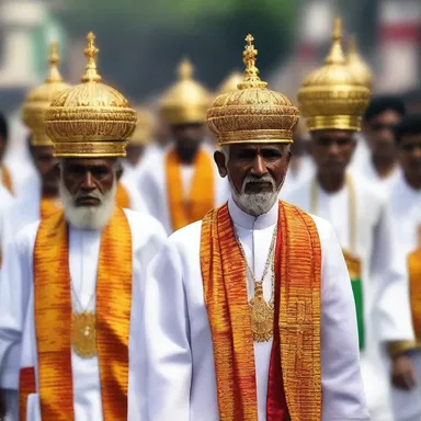 In religious processions, devotees ambulate solemnly while carrying sacred relics or symbols of worship.