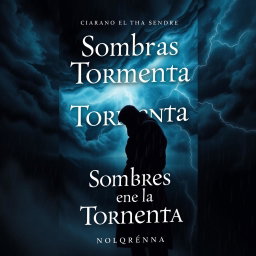 A captivating book cover for 'Sombras en la Tormenta', featuring an alluring, dark atmosphere filled with mystery