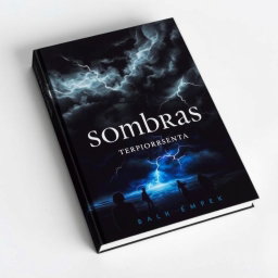 A mesmerizing book cover featuring the themes of 'Sombras' and 'tormenta', encapsulating a dark, sensual atmosphere filled with mystery
