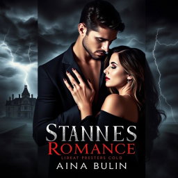 A captivating book cover featuring a handsome, dark, and sensual man with an irresistible charm, gently placing his hand on the neck of a stunning woman