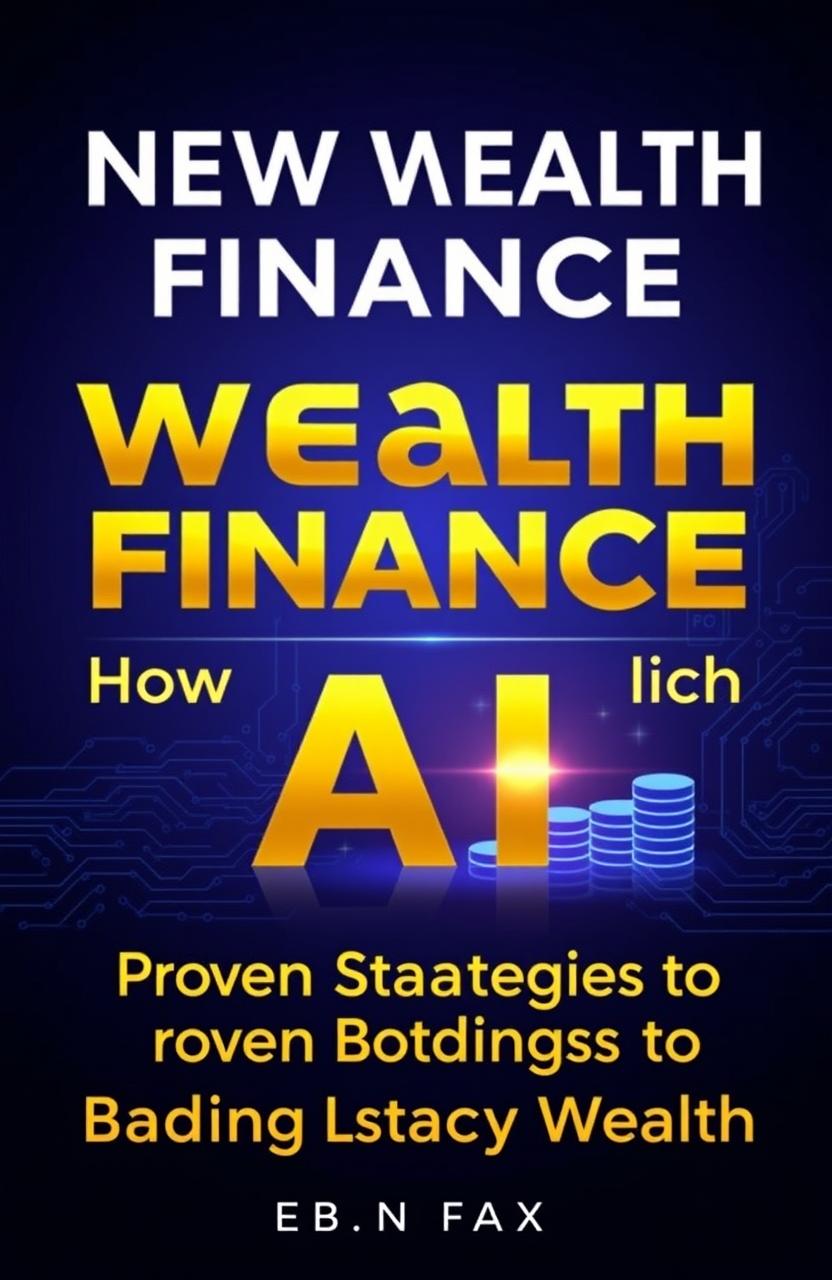 A professional ebook cover for 'New Wealth Finance: How to Get Rich with AI – Proven Strategies for Building Lasting Wealth'