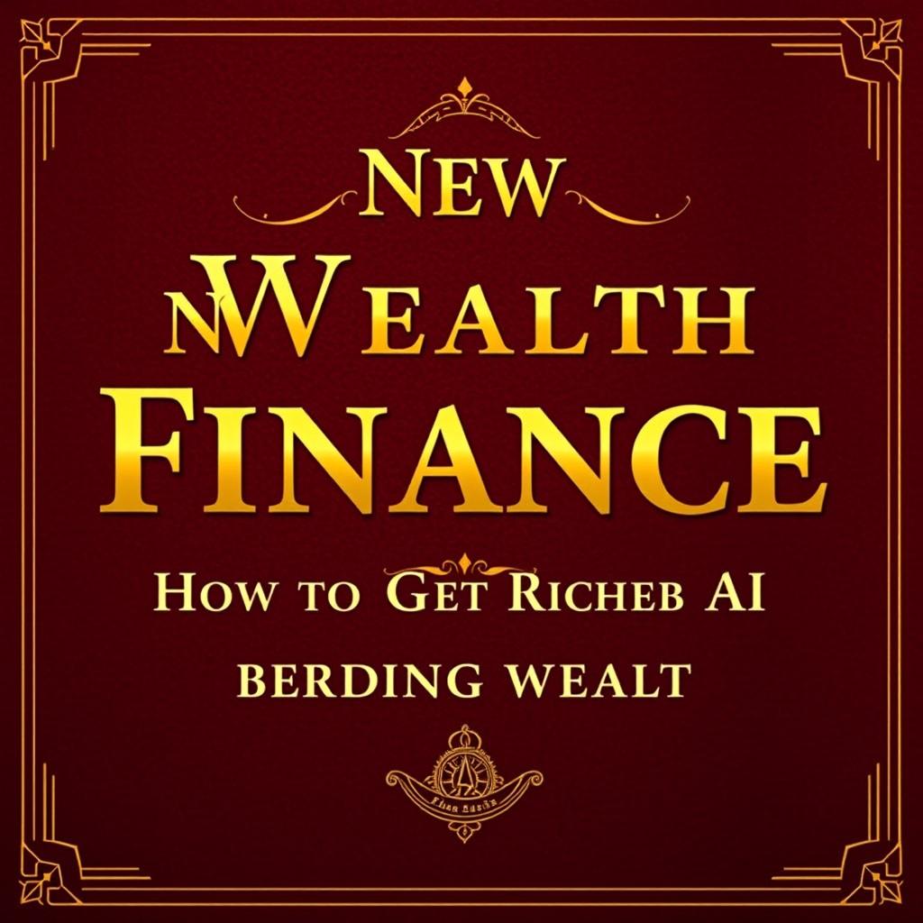 A professional ebook cover for 'New Wealth Finance: How to Get Rich with AI – Proven Strategies for Building Lasting Wealth' designed in an old money style that exudes rich professionalism