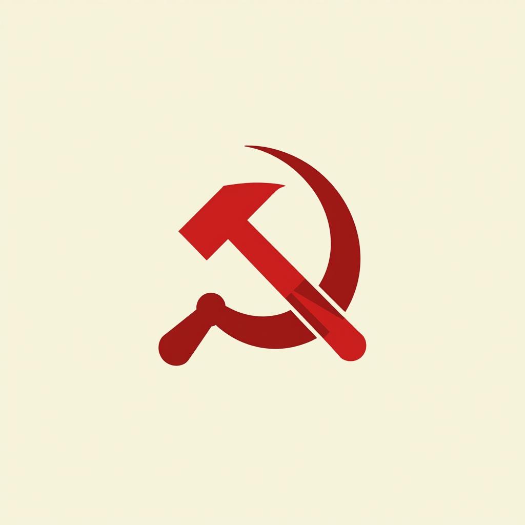 A powerful and simple illustration representing communism, featuring the iconic hammer and sickle symbol in a minimalist style