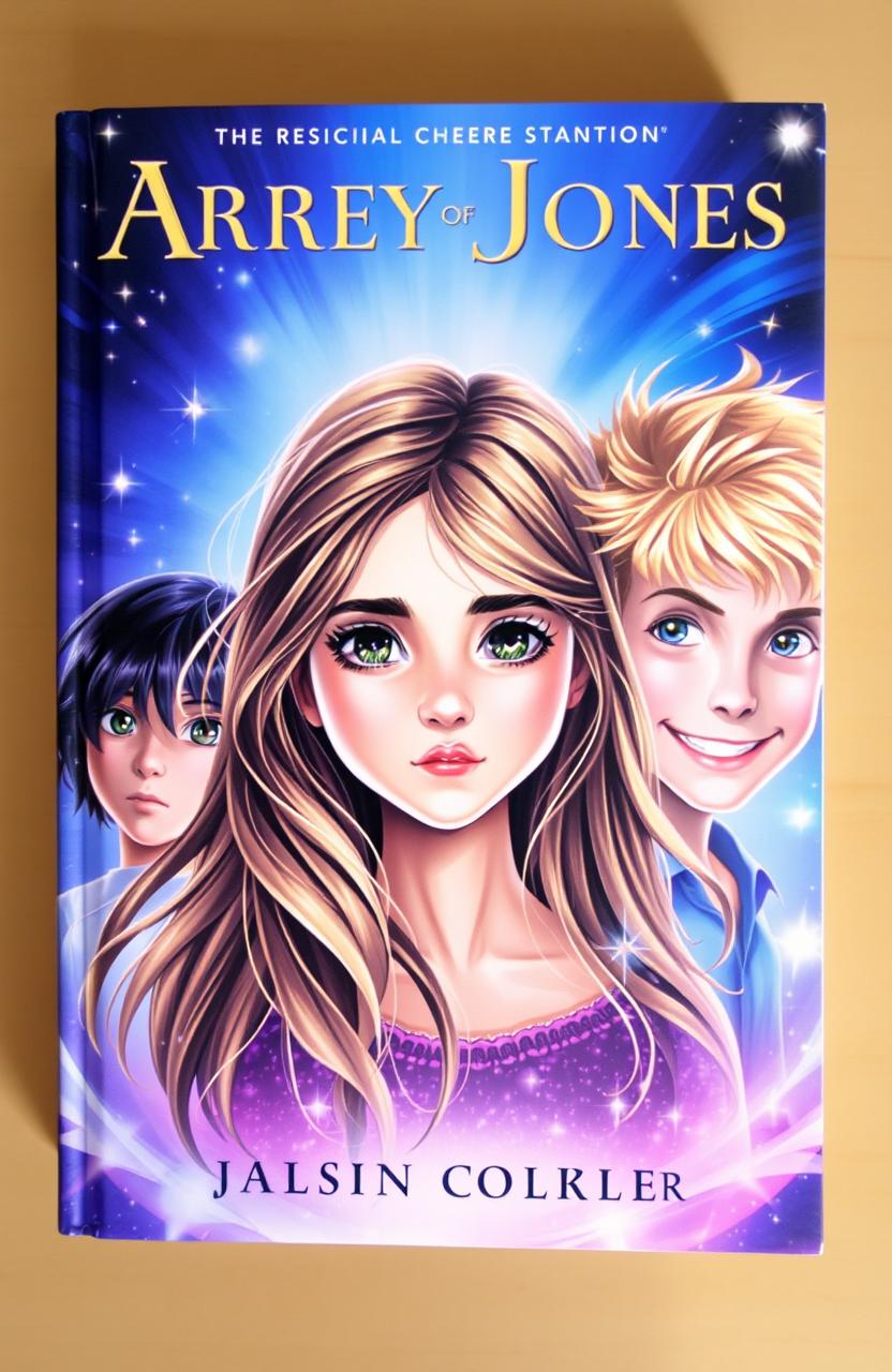 A captivating book cover featuring a young girl in the center, with long flowing hair and an expressive face