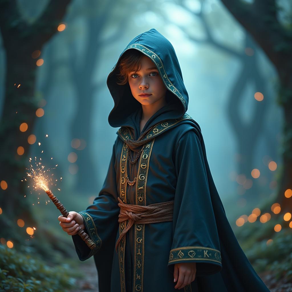 Unleash Your Imagination: Young Wizard in a Mystical Landscape