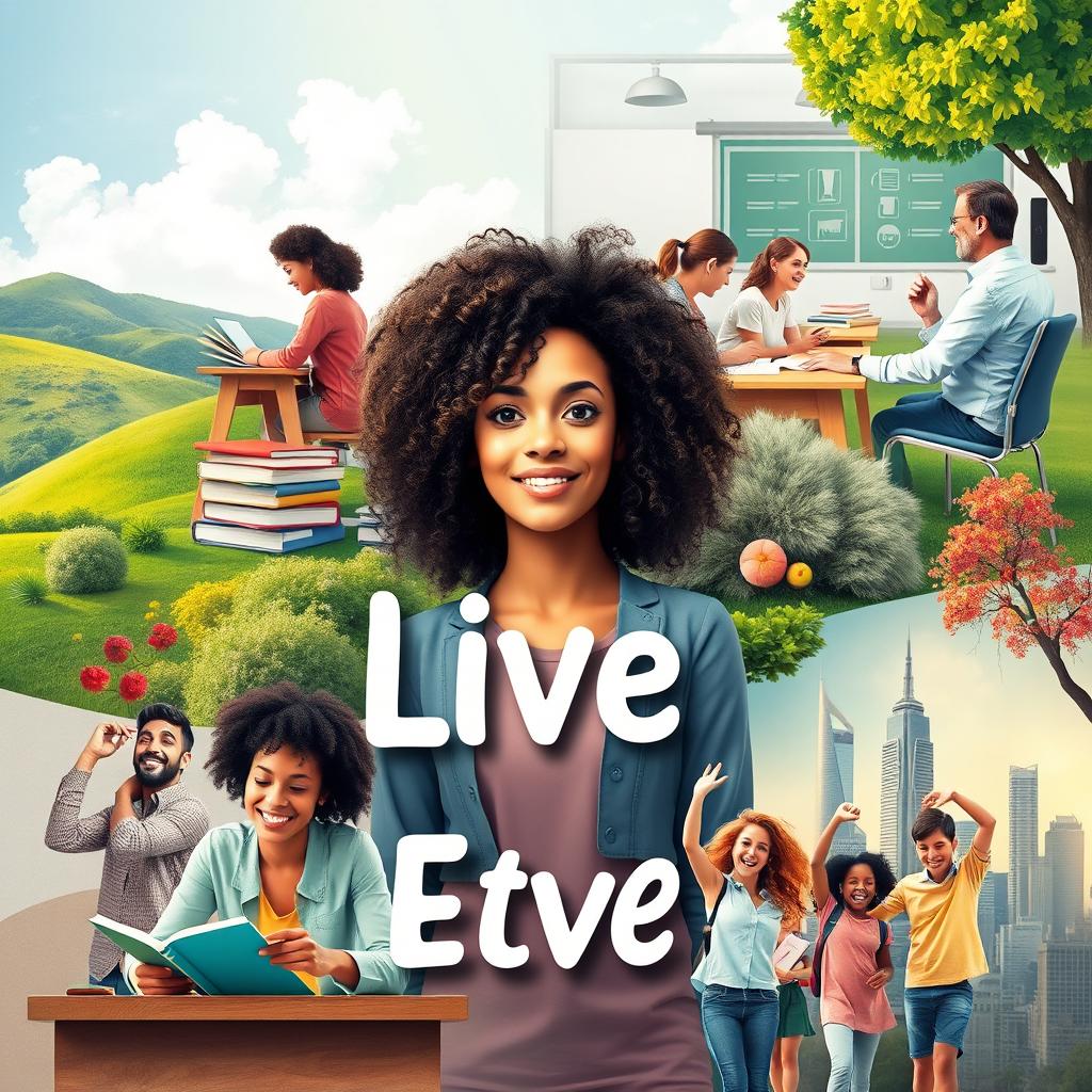 A vibrant and inspiring artistic representation of the phrase 'Learn Live Lead'