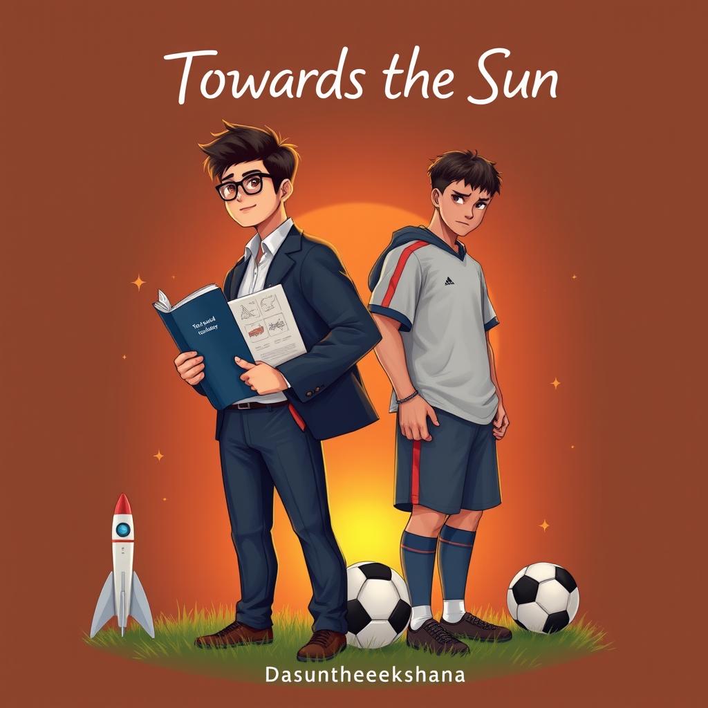 An engaging book cover for 'Towards the Sun' by Dasuntheekshana, capturing the romance between two high school boys who start as rivals
