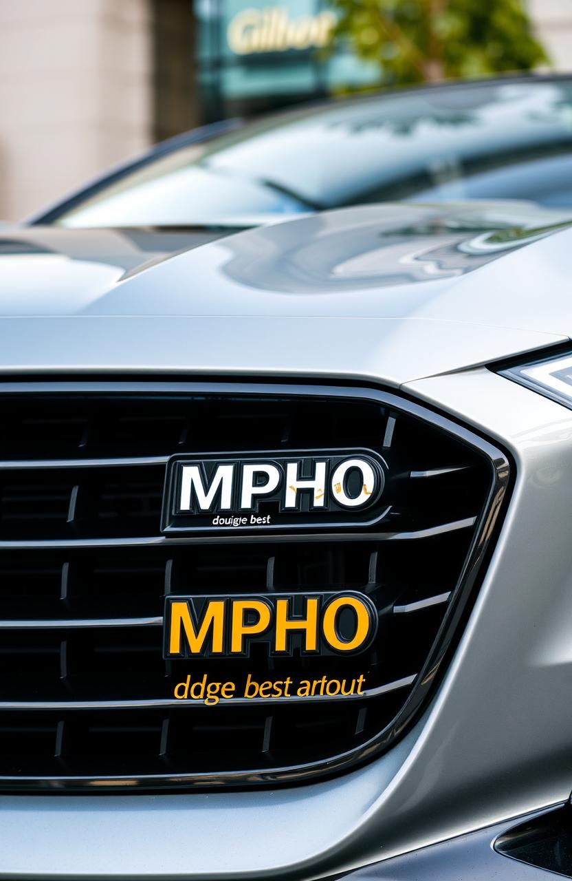 A sleek, modern car featuring striking black grills adorned with elegant silver outlining