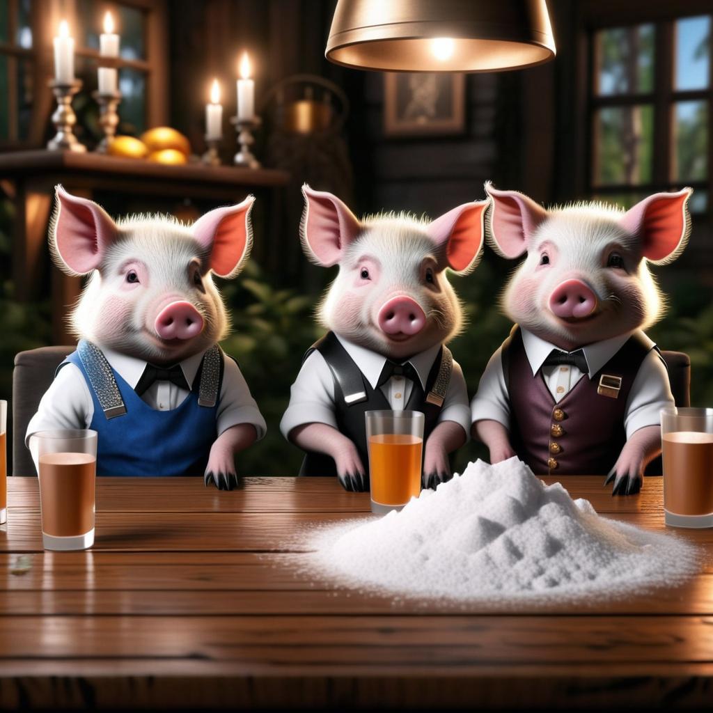 Cheers to Fun: Adorable Pig in Overalls
