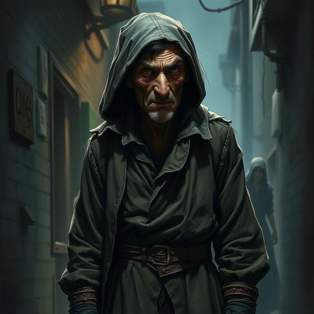A portrayal of a scheming character often associated with cowardice and deceit, depicted in a stylistic manner