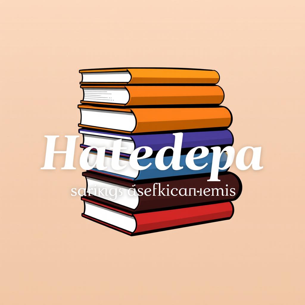 A modern and stylish logo design featuring a stack of books with various colorful book covers