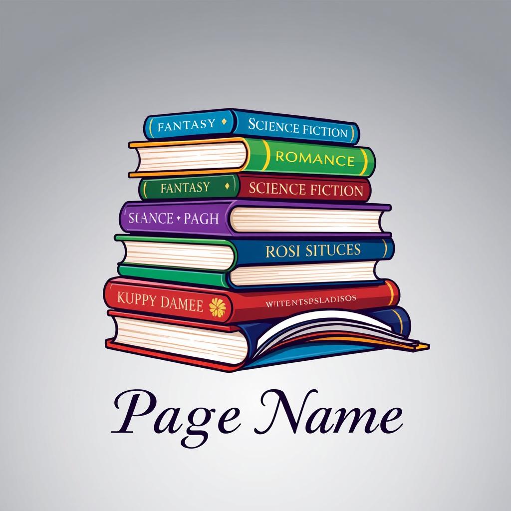 A visually appealing logo design featuring a stack of various books