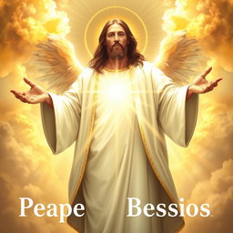 A heavenly and inspiring image of Jesus Christ dressed in a bright white robe, illuminated by divine light