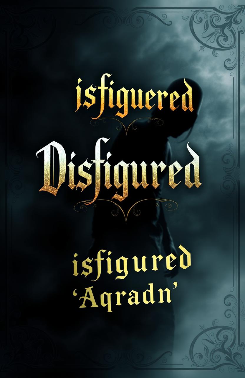 An amazing book cover design with a mysterious atmosphere, featuring the title 'Disfigured' prominently displayed in an artistic, eye-catching font