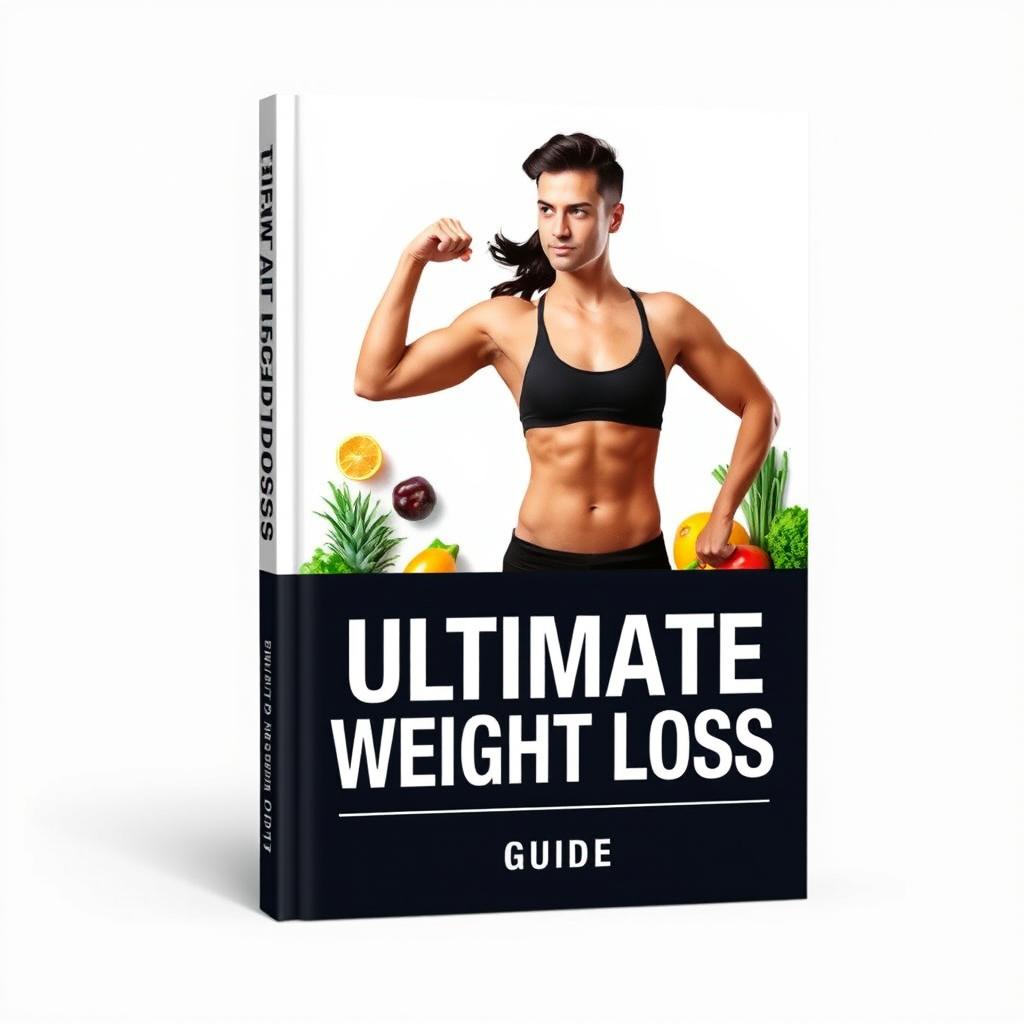 A serious and professional e-book cover design for 'The Ultimate Weight Loss Guide'