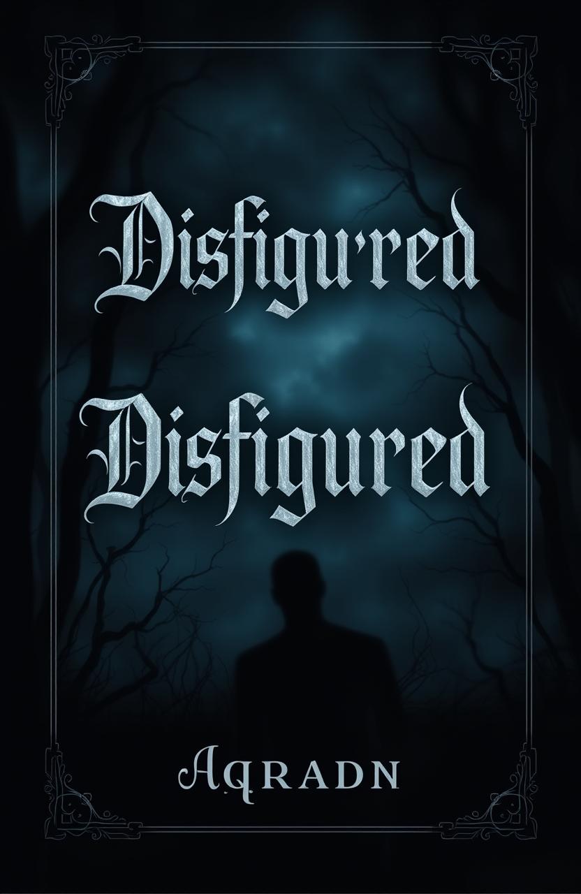 An astonishing book cover design featuring a mysterious atmosphere, prominently displaying the title 'Disfigured' in an elegant, gothic font