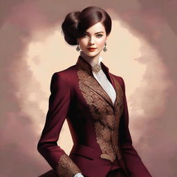 A digital art image portraying a confident character in a stylish, yet tastefully elegant outfit