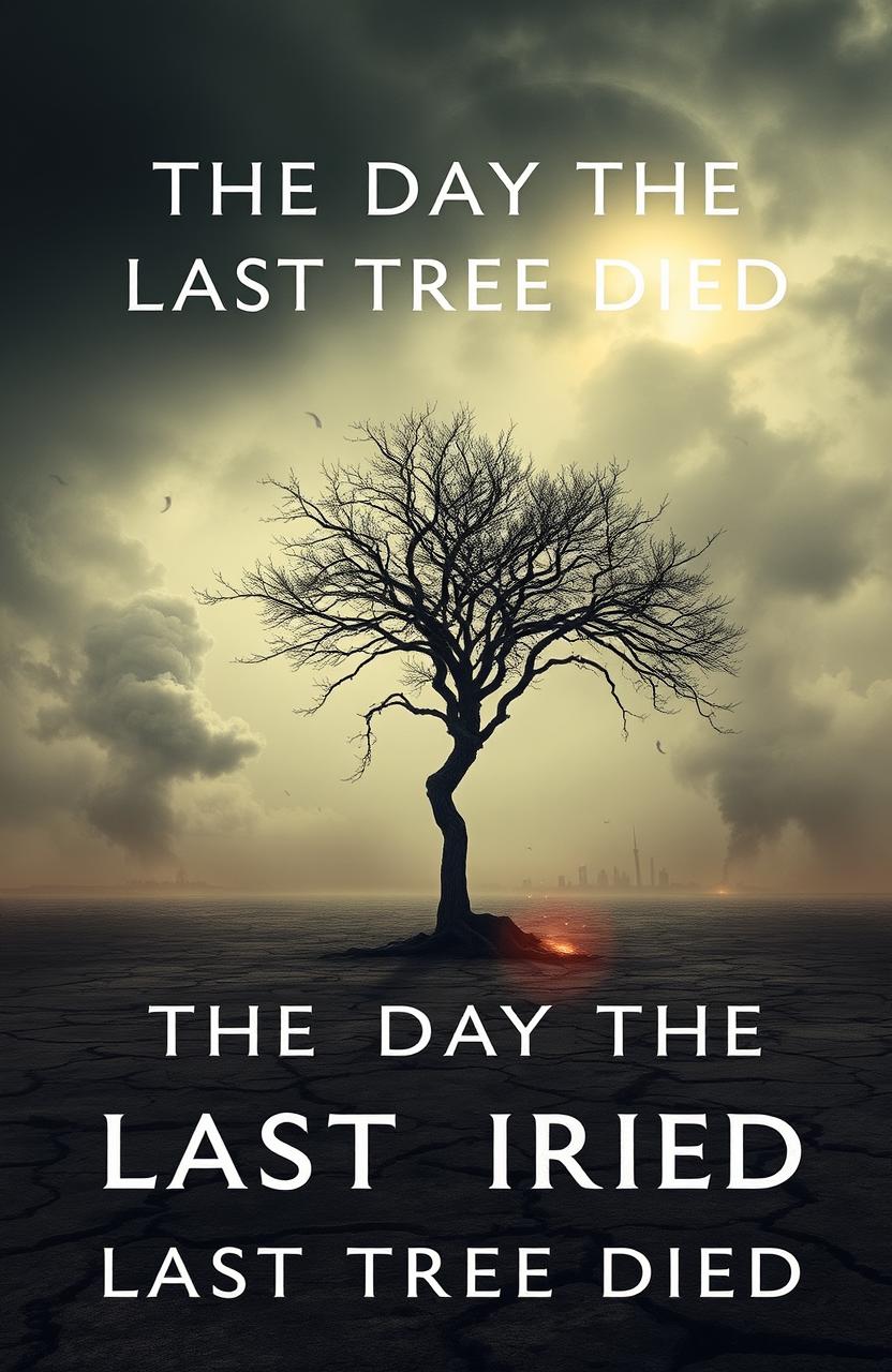 A haunting yet modern book cover for 'The Day the Last Tree Died