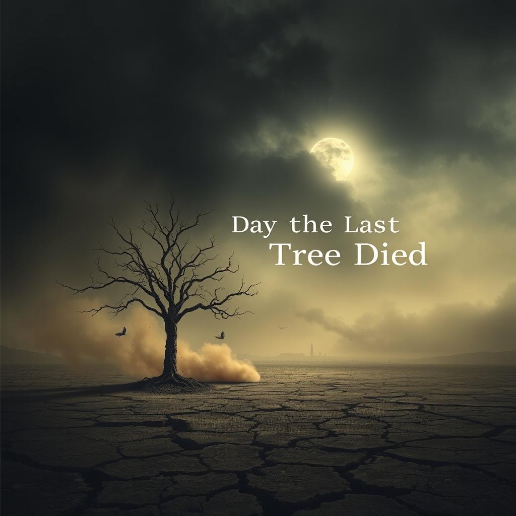 A haunting yet modern book cover for 'The Day the Last Tree Died