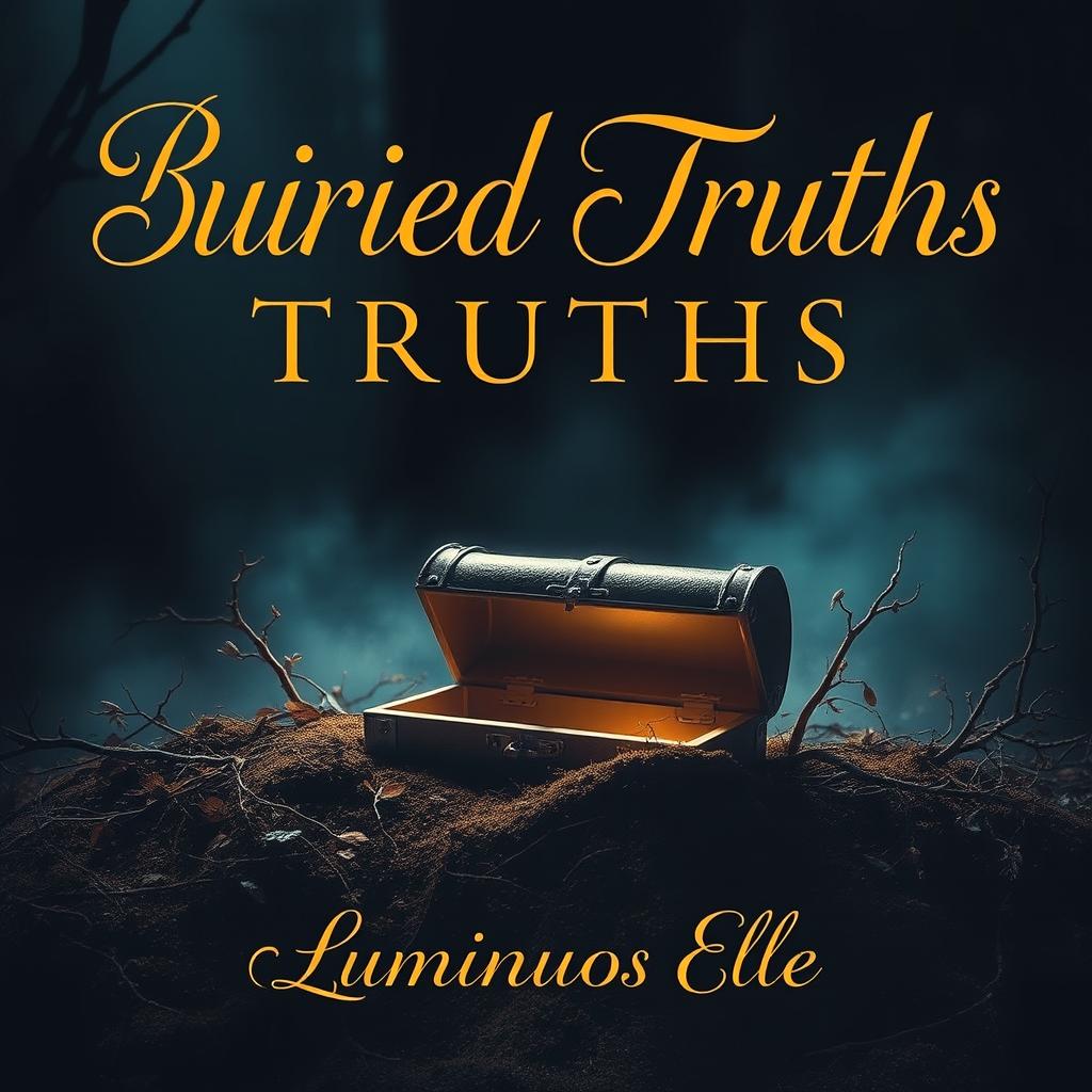 A captivating book cover for a story titled "Buried Truths" by Luminuos Elle