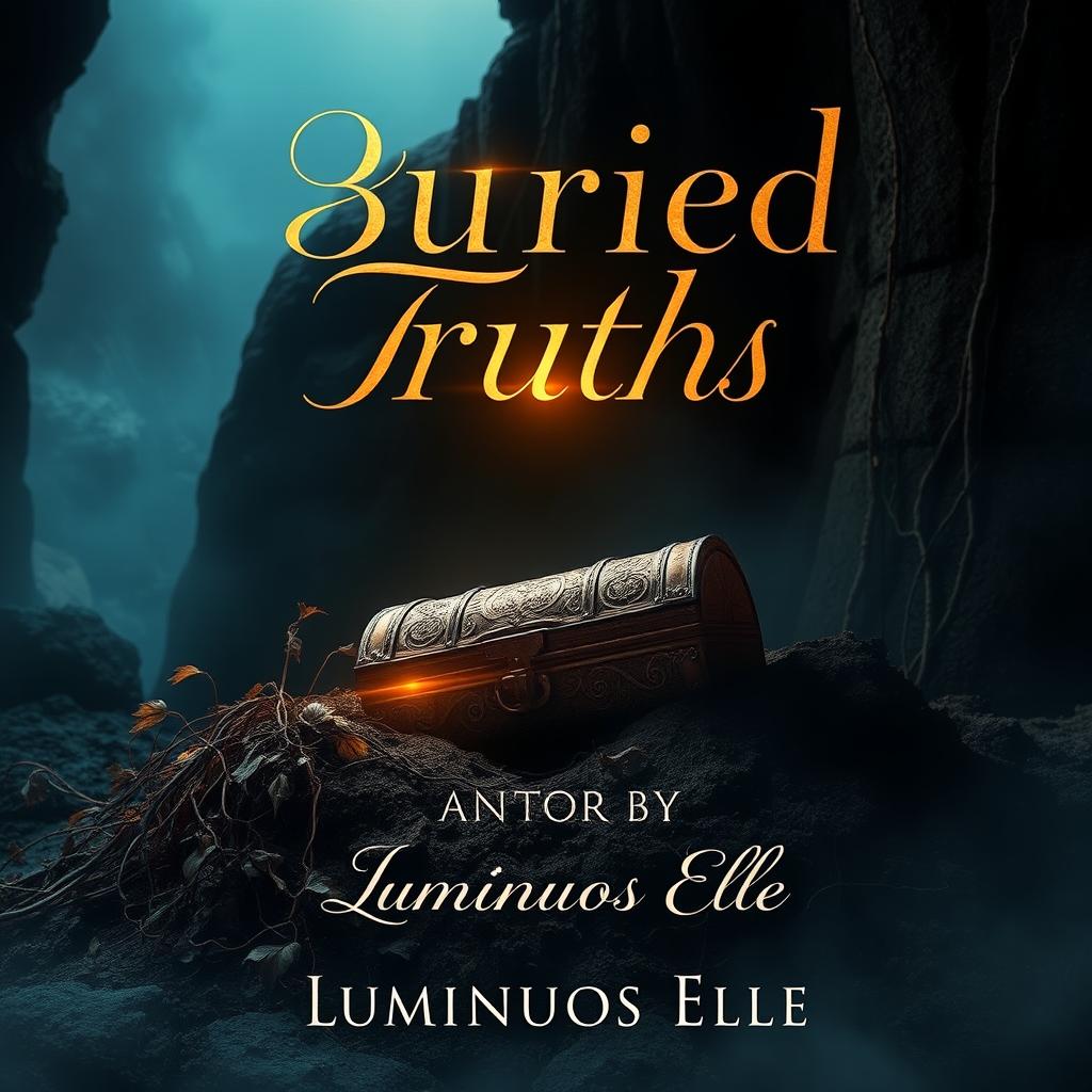 A captivating book cover for a story titled "Buried Truths" by Luminuos Elle