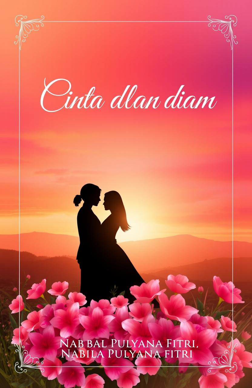 A vibrant book cover design for a work titled 'Cinta dalam diam' by Nabila Pulyana Fitri