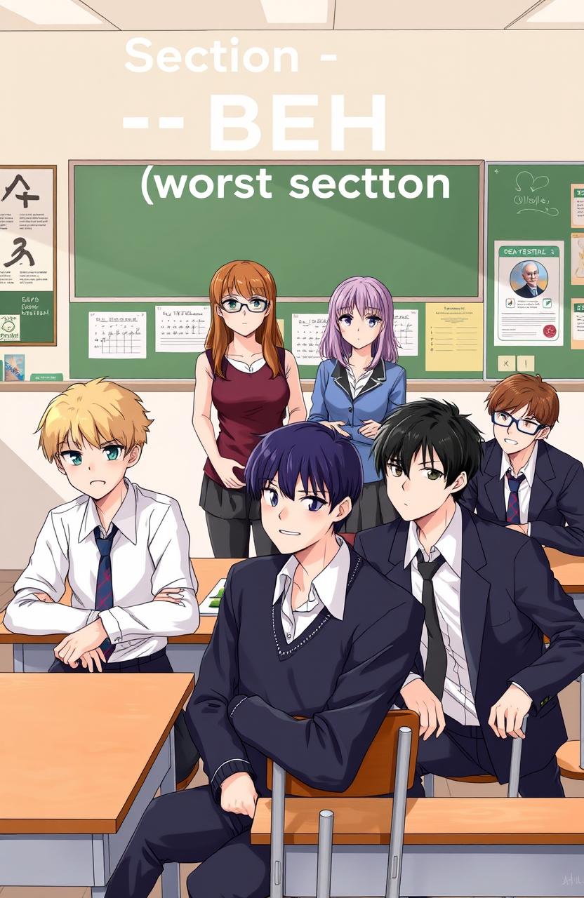 A humorous classroom scene depicting 6 students in a slightly chaotic environment