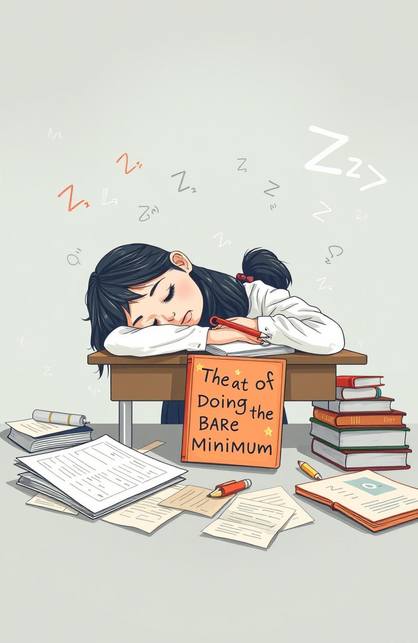 A book cover design featuring a girl slumped over a school desk, appearing half-asleep
